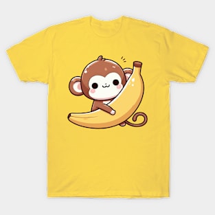 cute little monkey hugging a banana T-Shirt